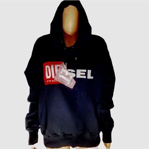 NWT Diesel Logo Black Sweatshirt Hoodie Small